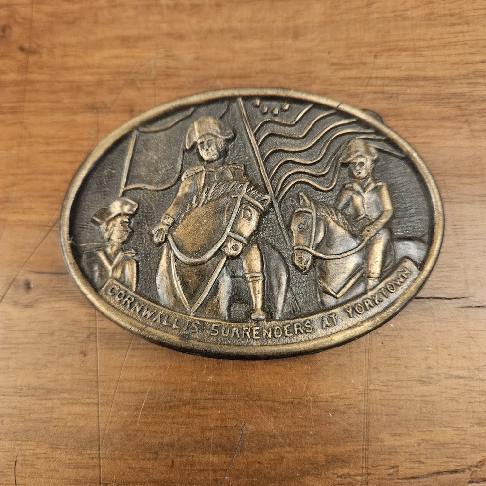 Vintage Brass Buckle‎ 1970s Cornwallis Surrenders At Yorktown Revolutionary